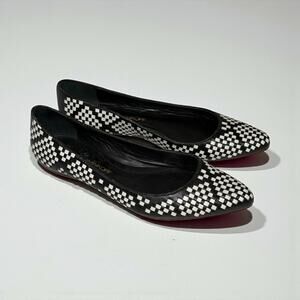 Rebecca Minkoff Woven Leather Pointed Toe Flats Black White Size 6M